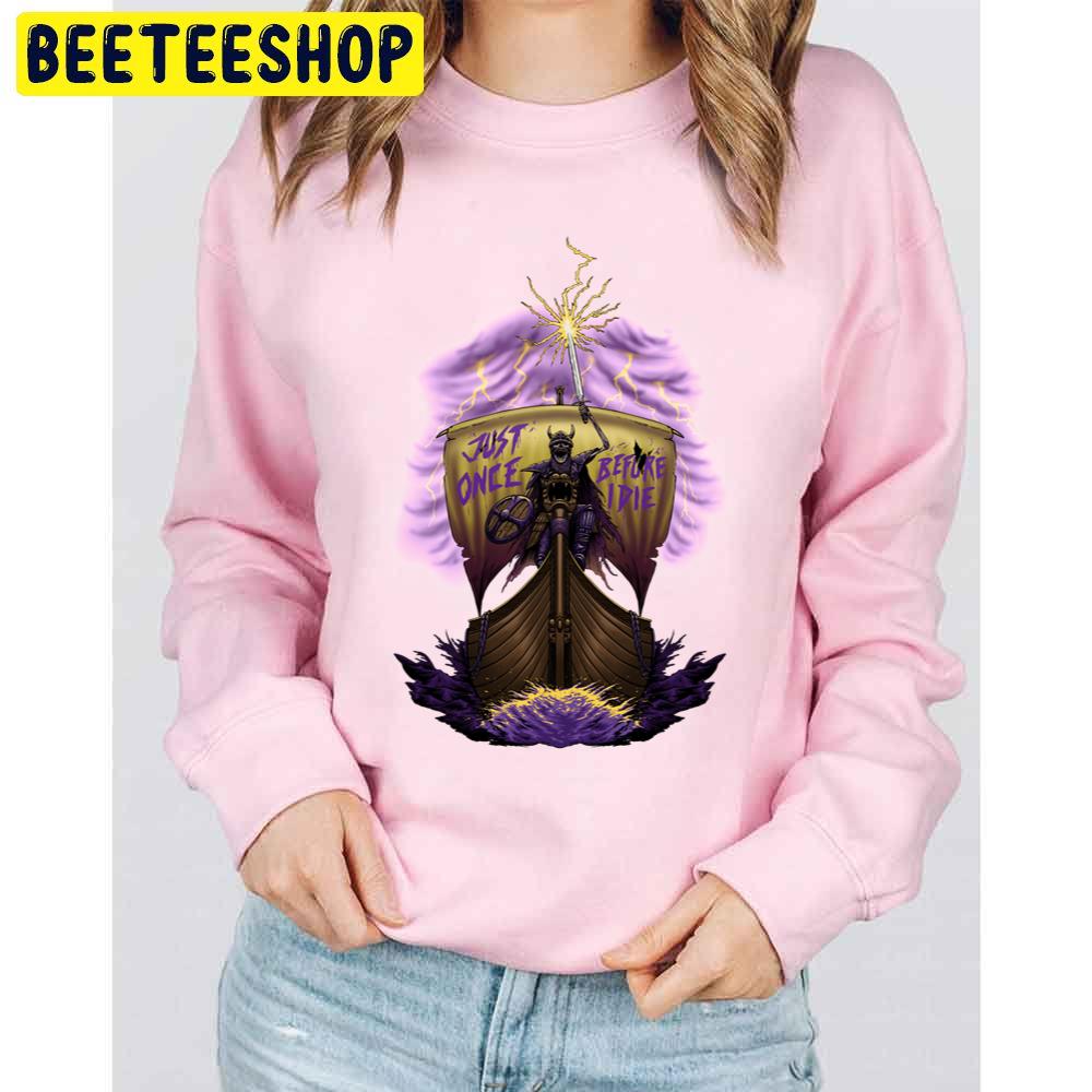 Minnesota Vikings Football Just Once Before I Die Skeleton Lightning Trending Unisex Sweatshirt