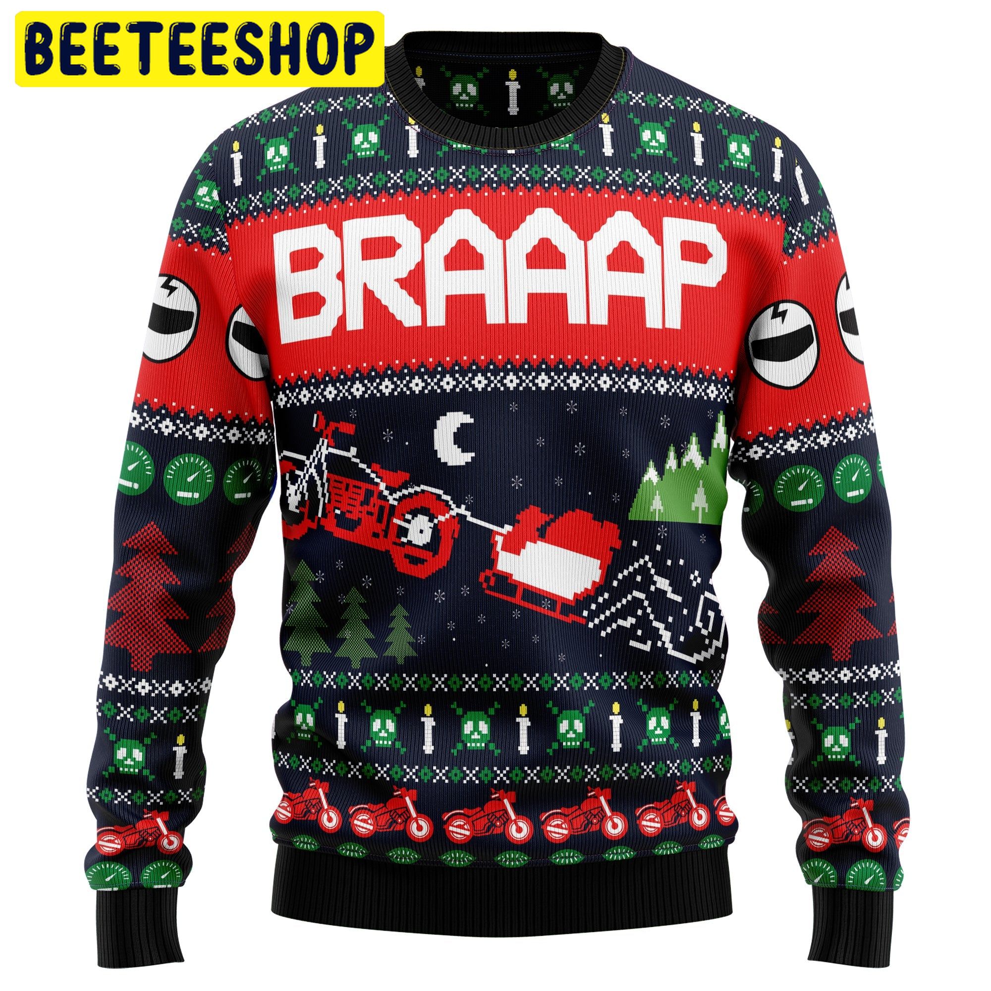 Motorbike Braaap Trending Ugly Christmas Sweatshirt