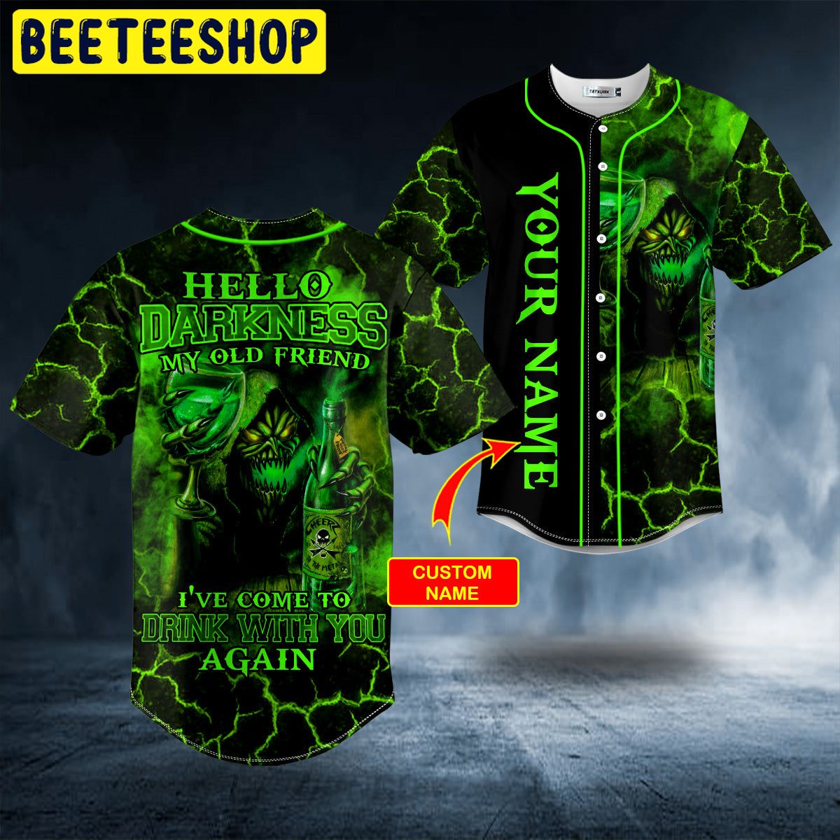 My Old Friend Drink Green Grim Reaper Monster Skull Custom Trending Baseball Jersey