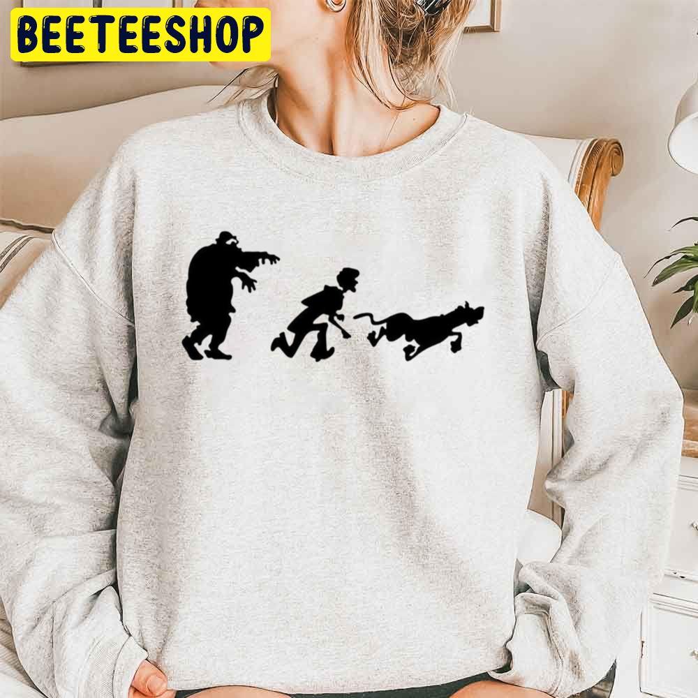 Mystery Gang Chase Silhouette Scooby Doo Zombie Runing Halloween Unisex Sweatshirt