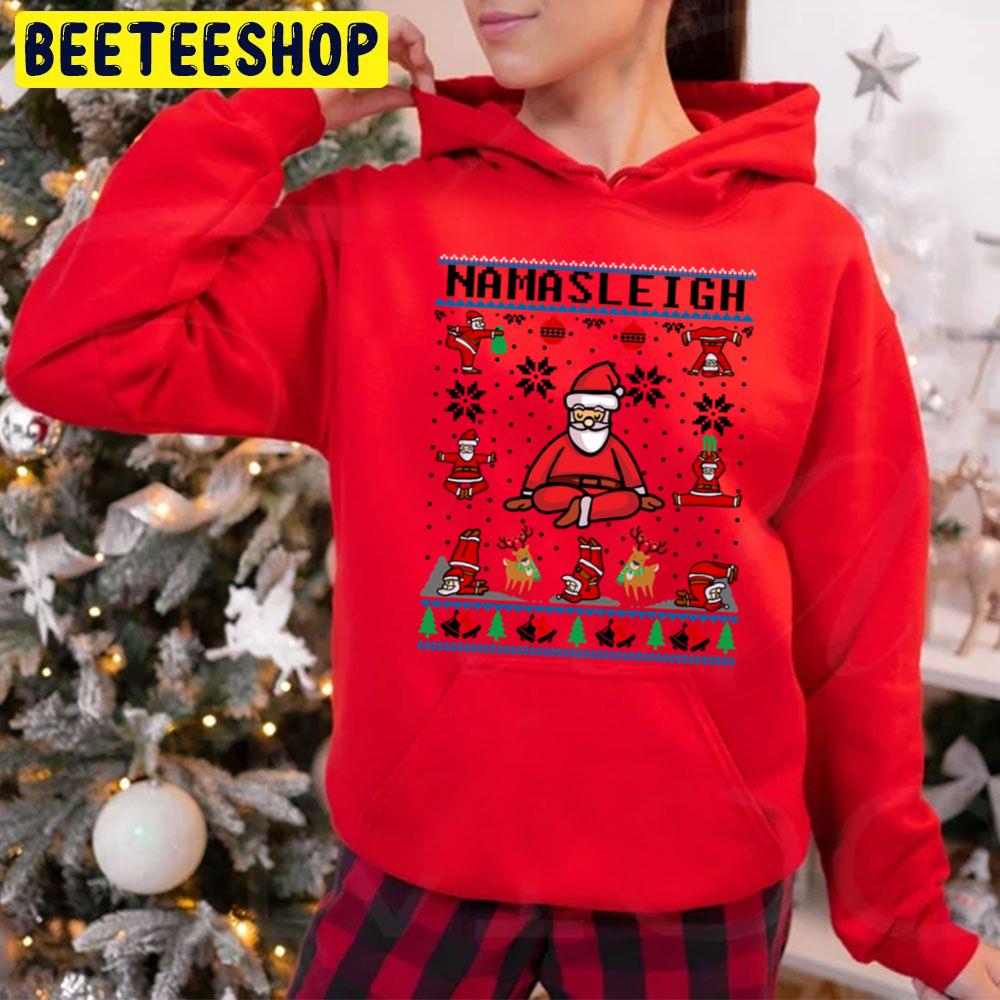 Namasleigh Yoga Funny Christmas Holiday Trending Unisex Hoodie