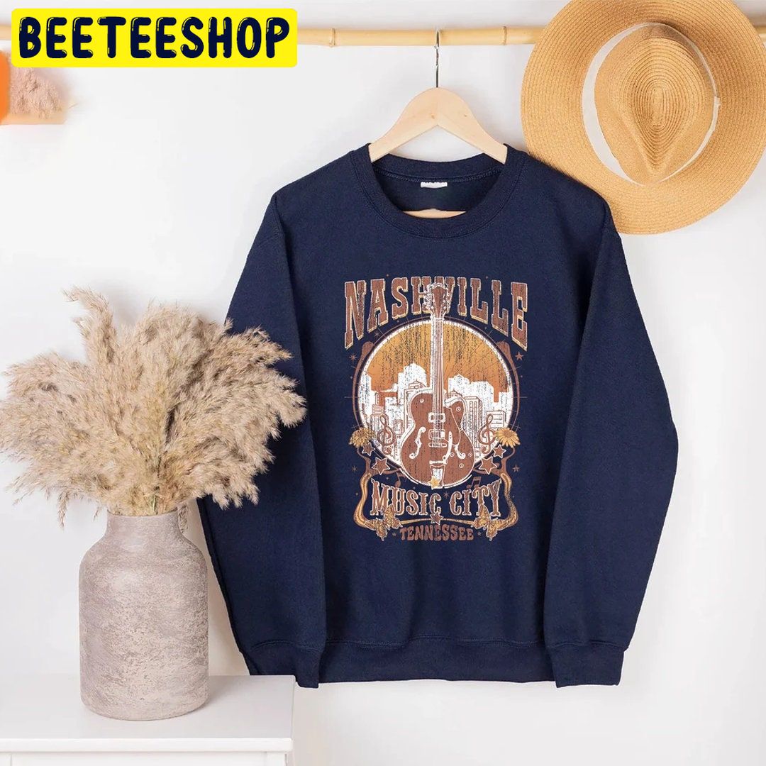 Nashville Music City Vintage Guitar Trending Unisex Sweatshirt