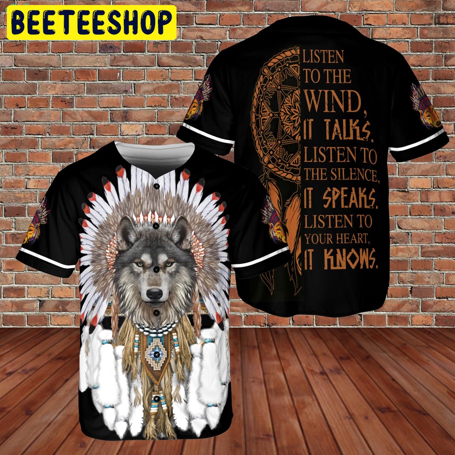 Native American Wolf Witch Listen To The Wind Trending Jersey Baseball