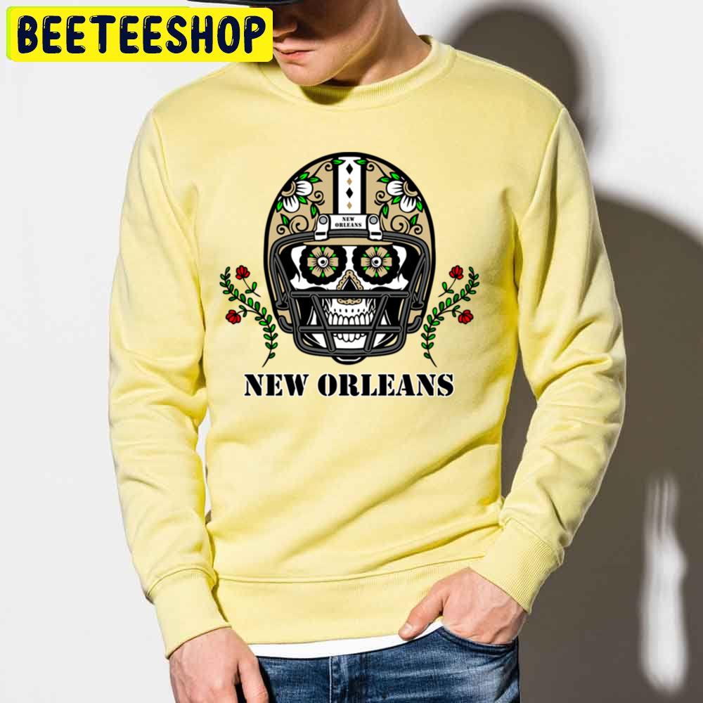 New Orleans Football Helmet Sugar Skull Day Of The Dead Trending Unisex Sweatshirt