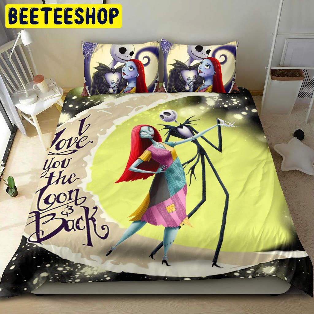 Nightmare Before Christmas Halloween Jack & Sally I Love You To The Moon And Back Bedding Set