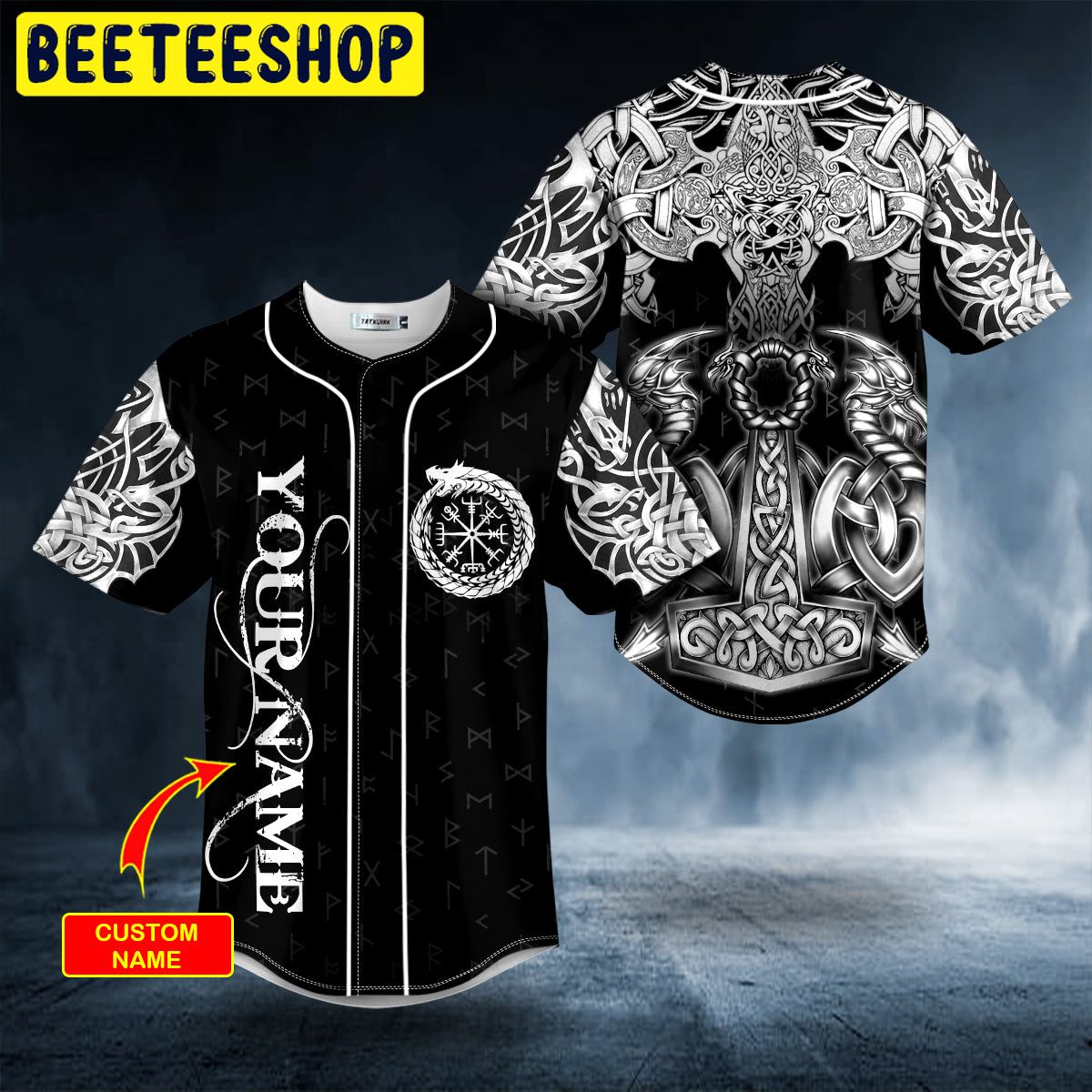 Norse Myth Viking Dragons Tattoo Custom Trending Baseball Jersey