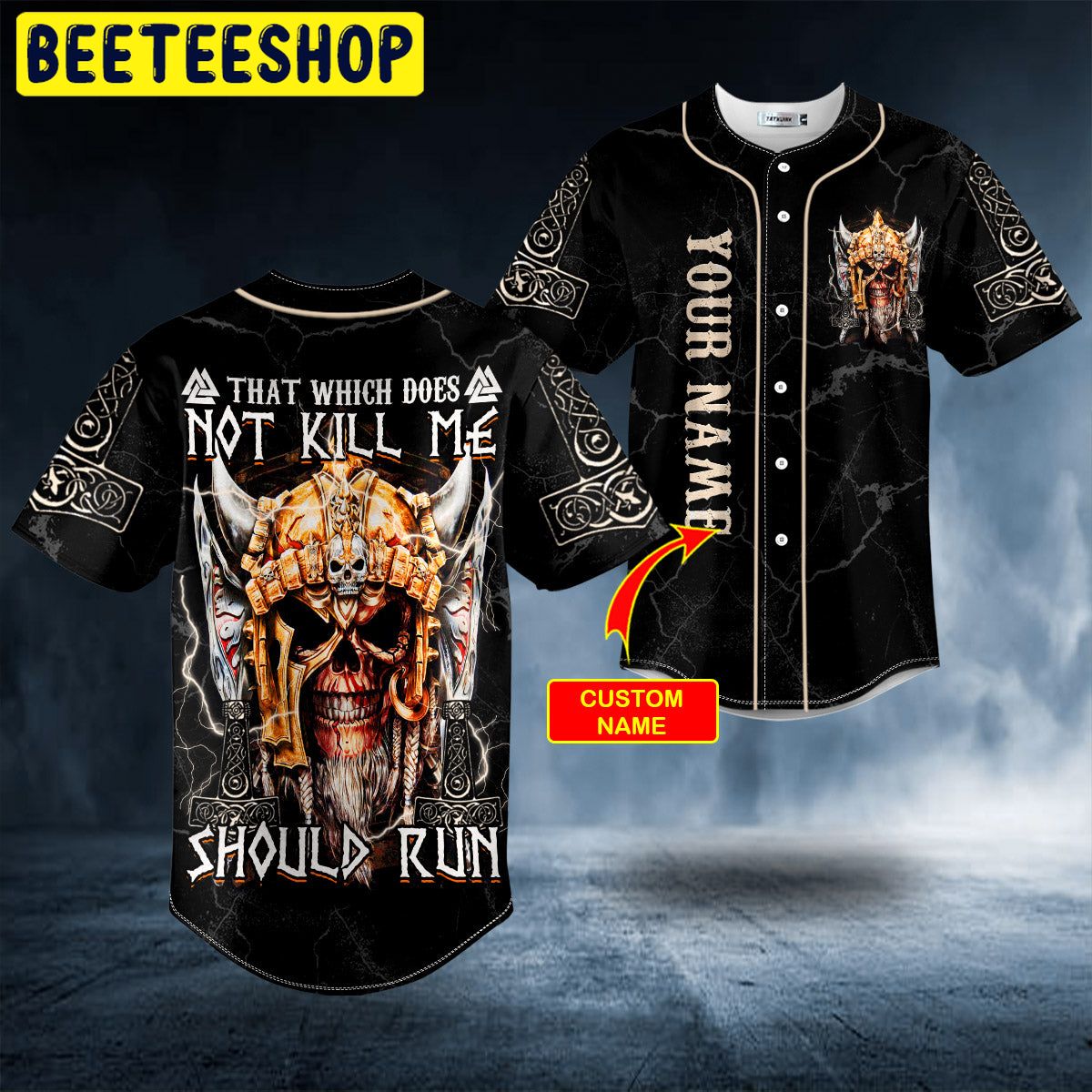 Not Kill Me Should Run Golden Helmet Viking Skull Custom Trending Baseball Jersey