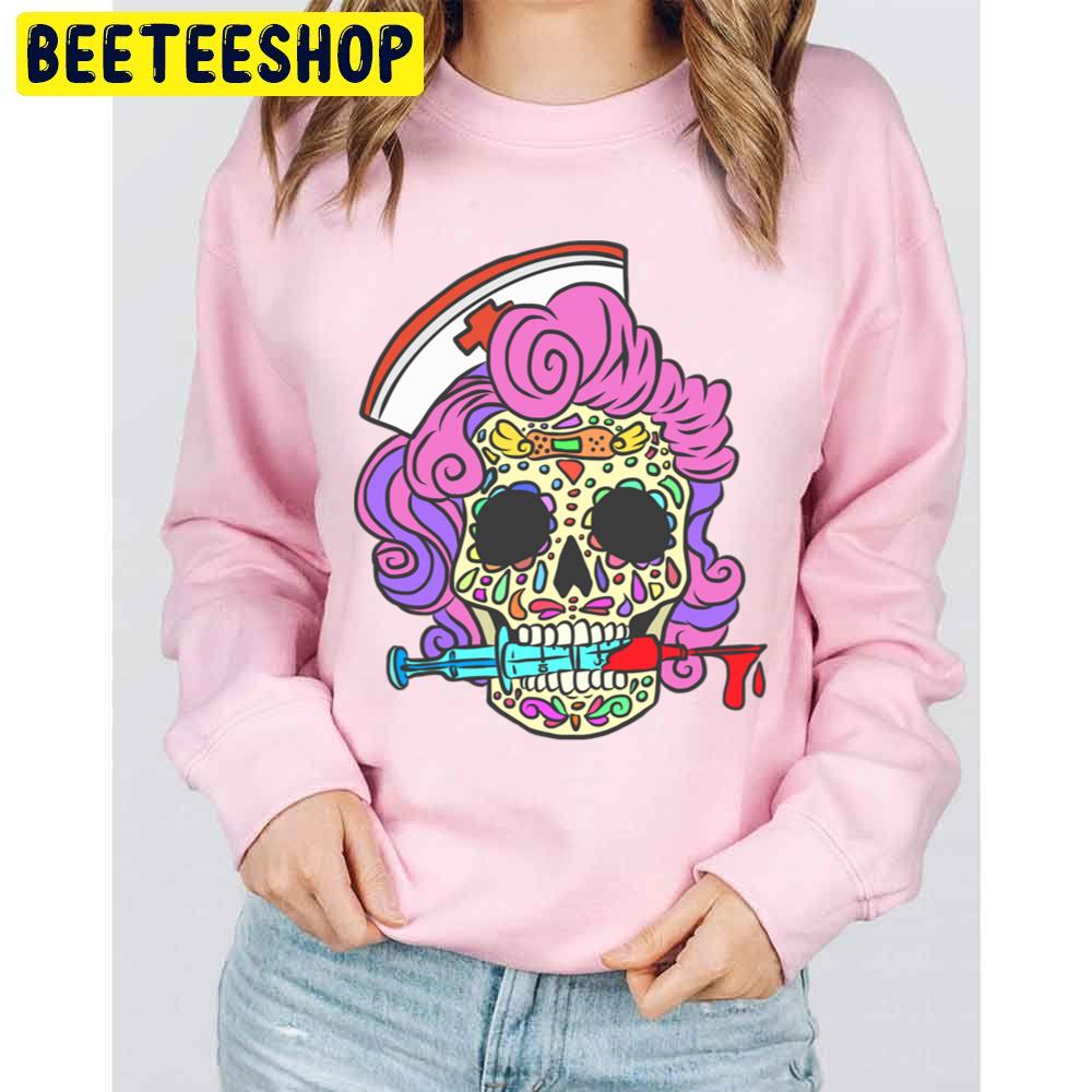 Nurse Sugar Skull Halloween Trending Unisex Sweatshirt