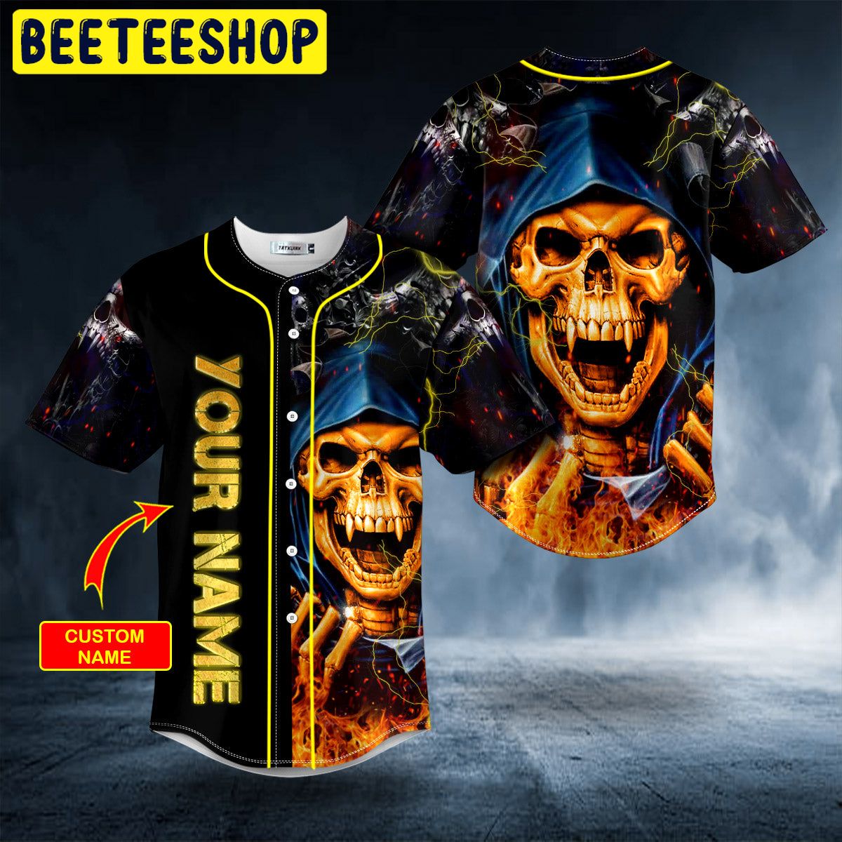 Orange Grim Reaper Lightning Fire Custom Trending Baseball Jersey