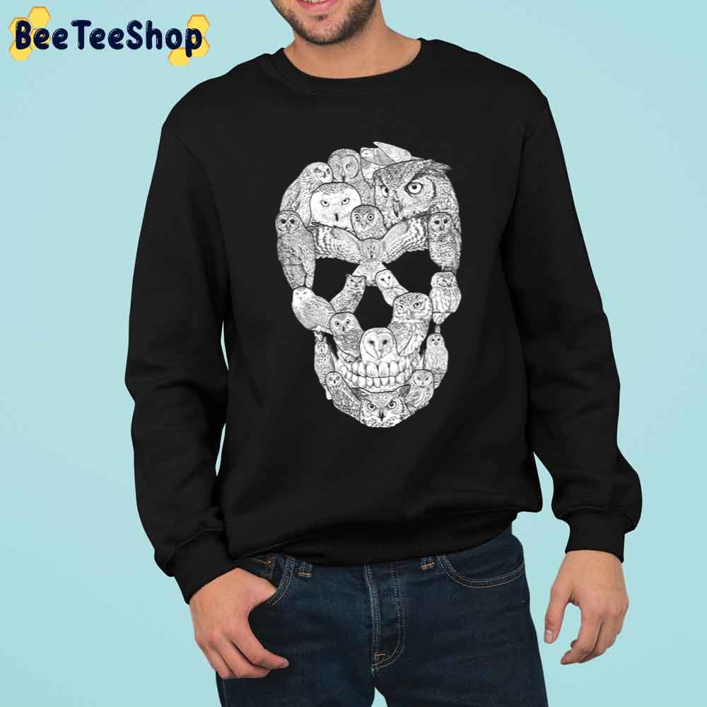 Owl Filled Skull Halloween Trending Unisex Sweatshirt