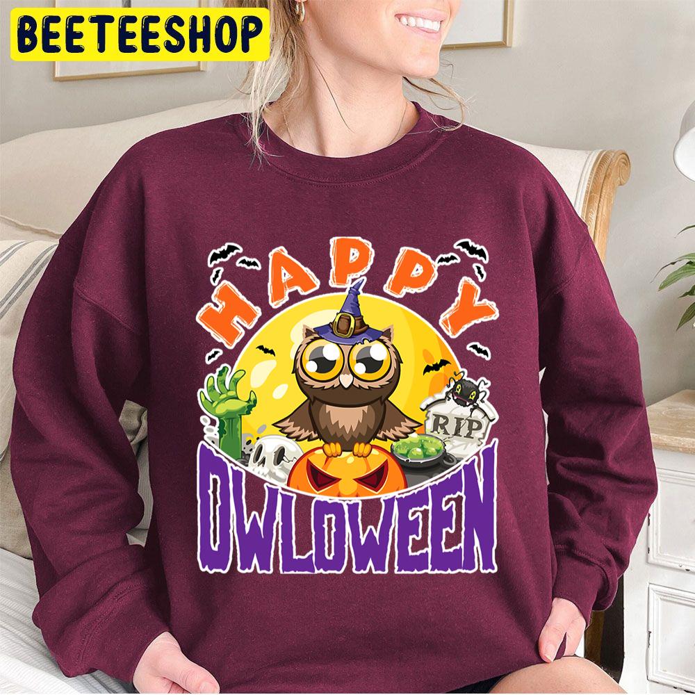 Owl Witch Hat Halloween Happy Owloween Trending Unisex Sweatshirt