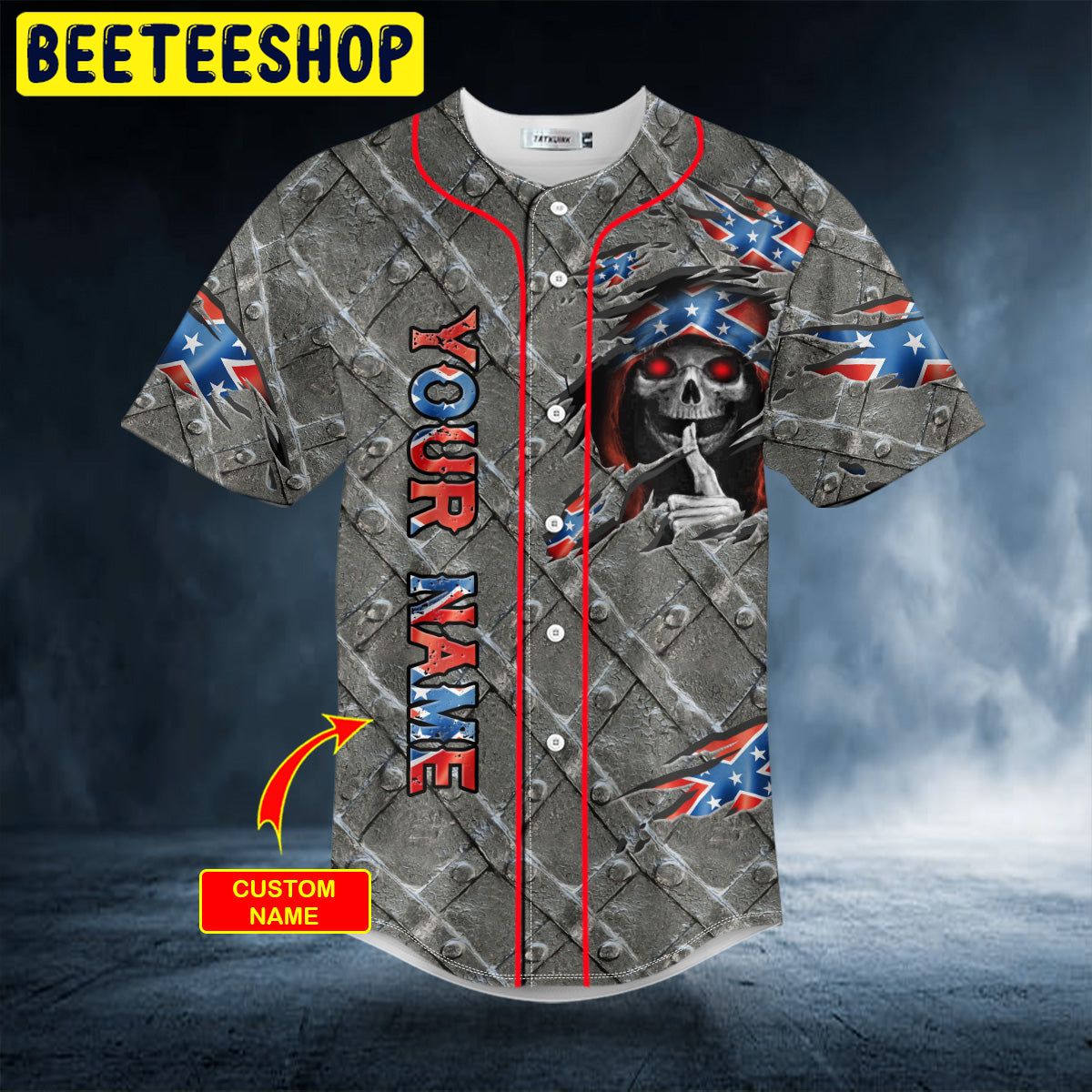 Patriotism CSA US Flag Shh Skull Custom Trending Baseball Jersey ...