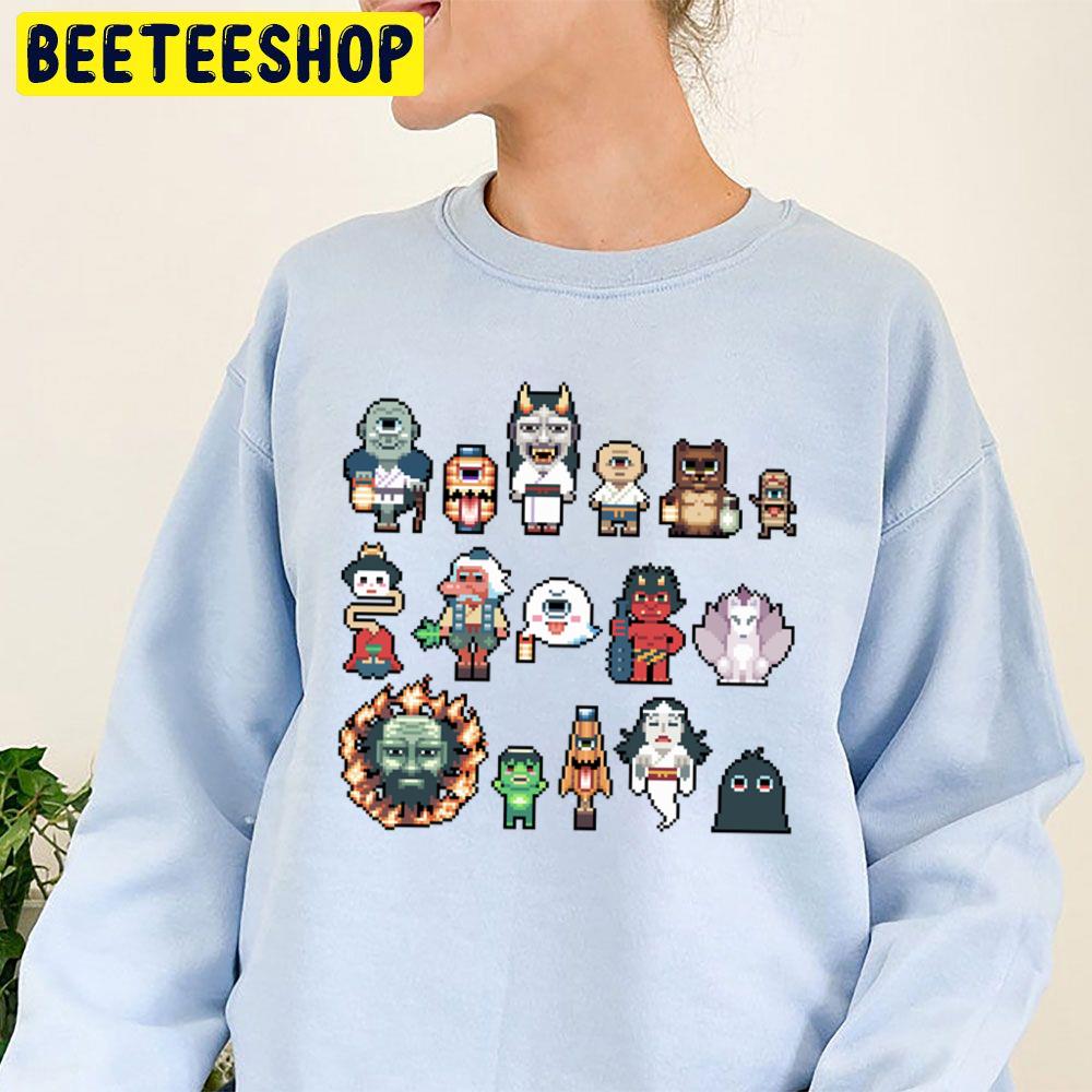 Pixel Yokai Ghosts, Monsters, Spirits 8 Bit Trending Unisex Sweatshirt