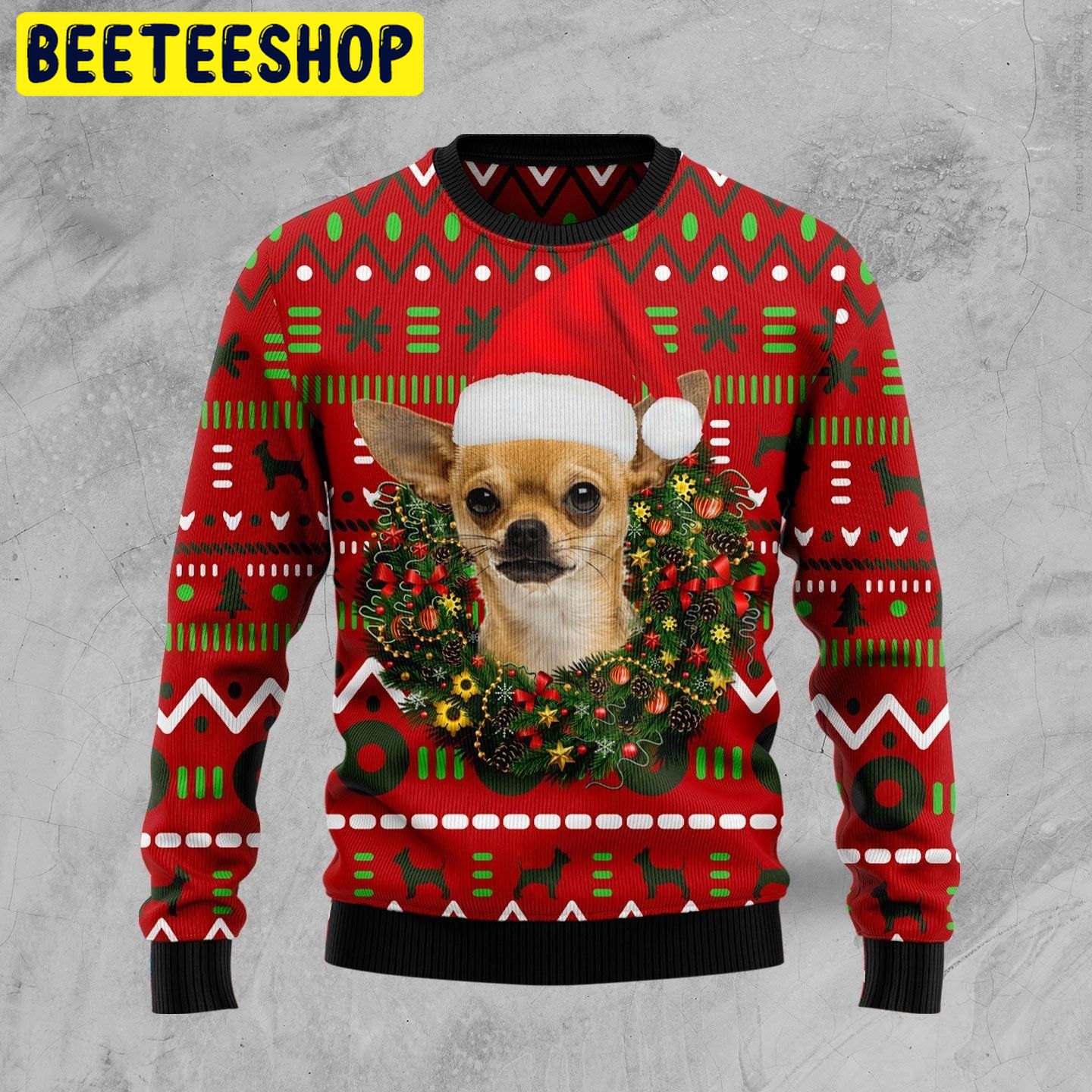 Playful Chihuahua Merry Christmas Trending Ugly Christmas Sweatshirt