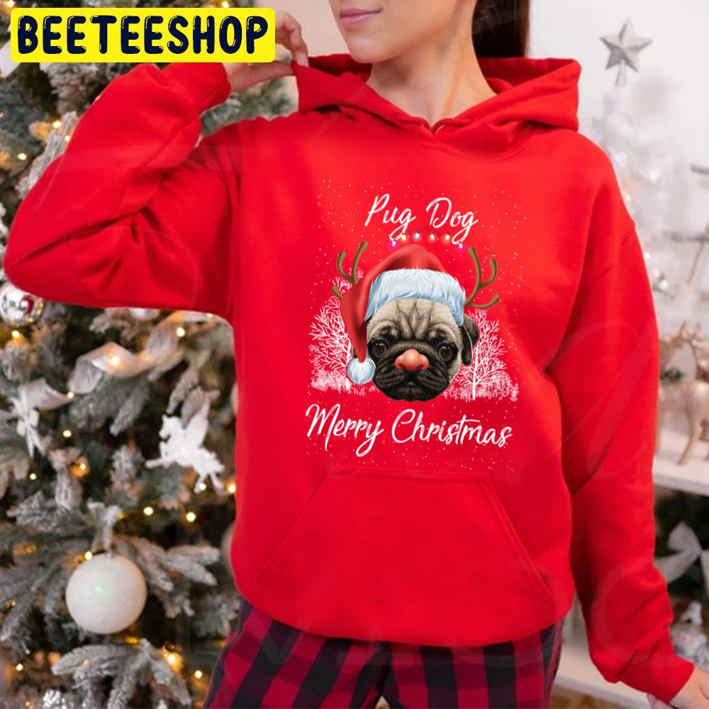 Pug Dog Santa Merry Christmas Trending Unisex Hoodie