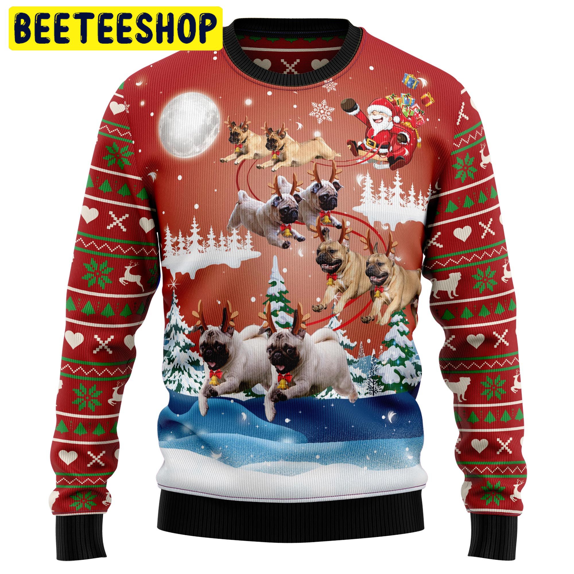 Pug Reindeer Trending Ugly Christmas Sweatshirt