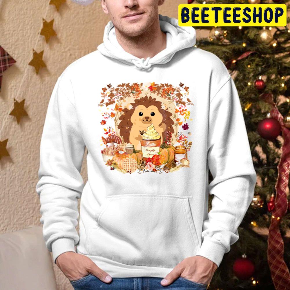 Pumpkin Spice Latte Hedgehog Fall Season Lover Trending Unisex Hoodie