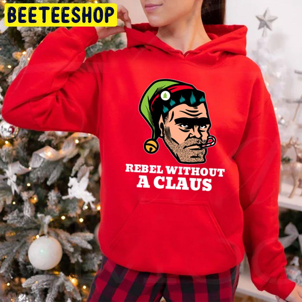 Rebellious Elf Rebel Without A Claus Funny Christmas Pun Trending Unisex Hoodie