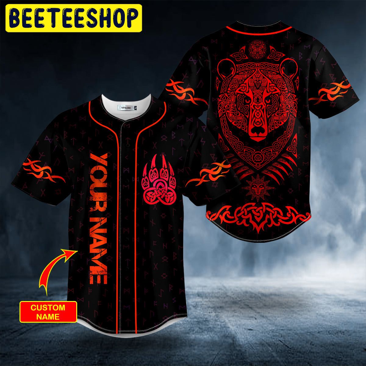 Red Bear Viking Tattoo Custom Trending Baseball Jersey