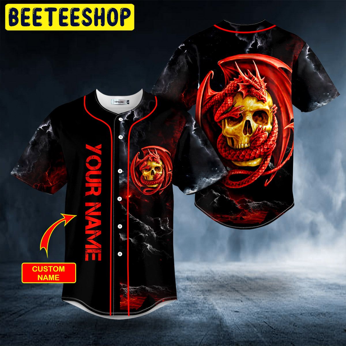 Red Celtic Dragon Skull Custom Trending Baseball Jersey