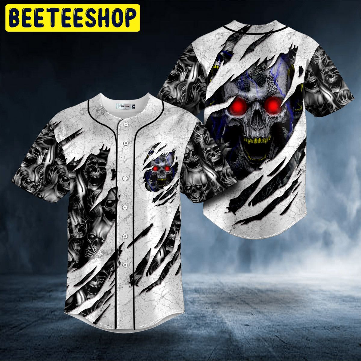 Red Eyes Skull Trending Baseball Jersey