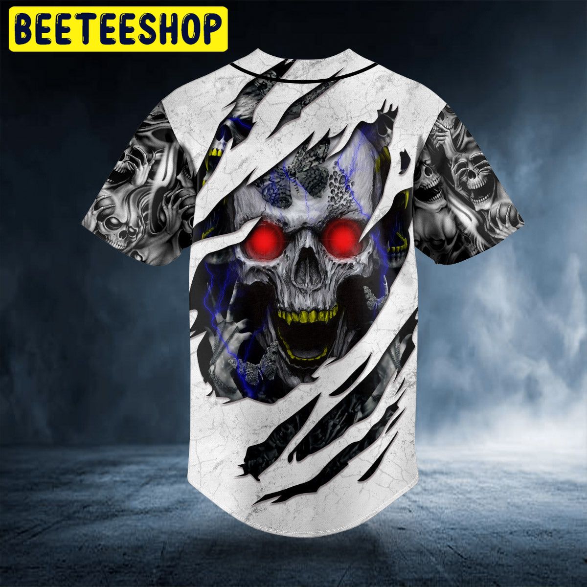 Red Eyes Skull Trending Baseball Jersey - Beeteeshop