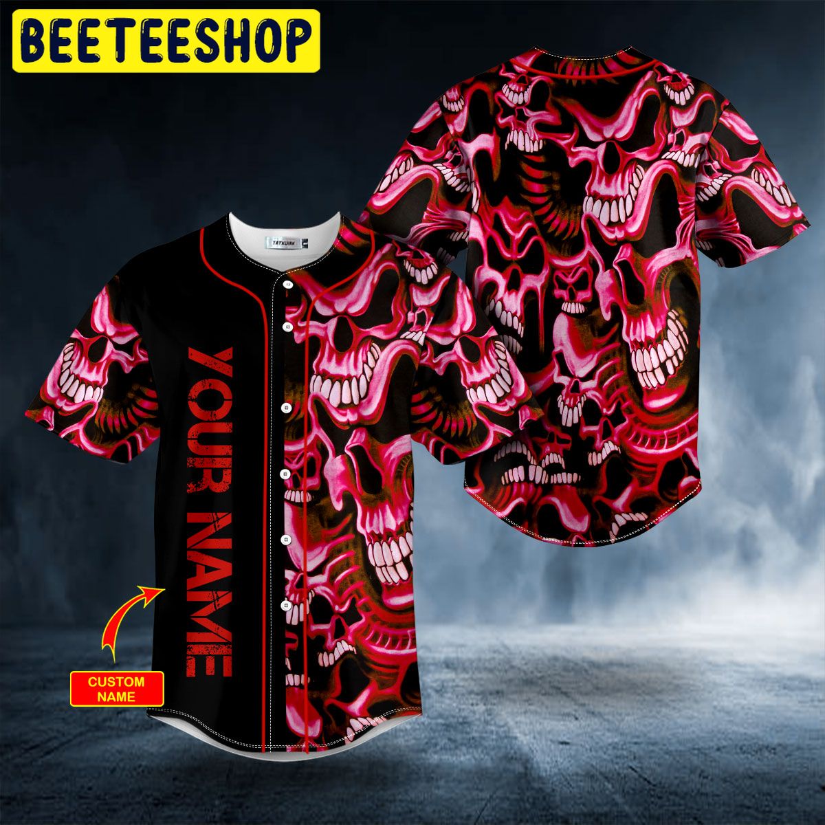 Red Smile Pattern Skull Custom Trending Baseball Jersey