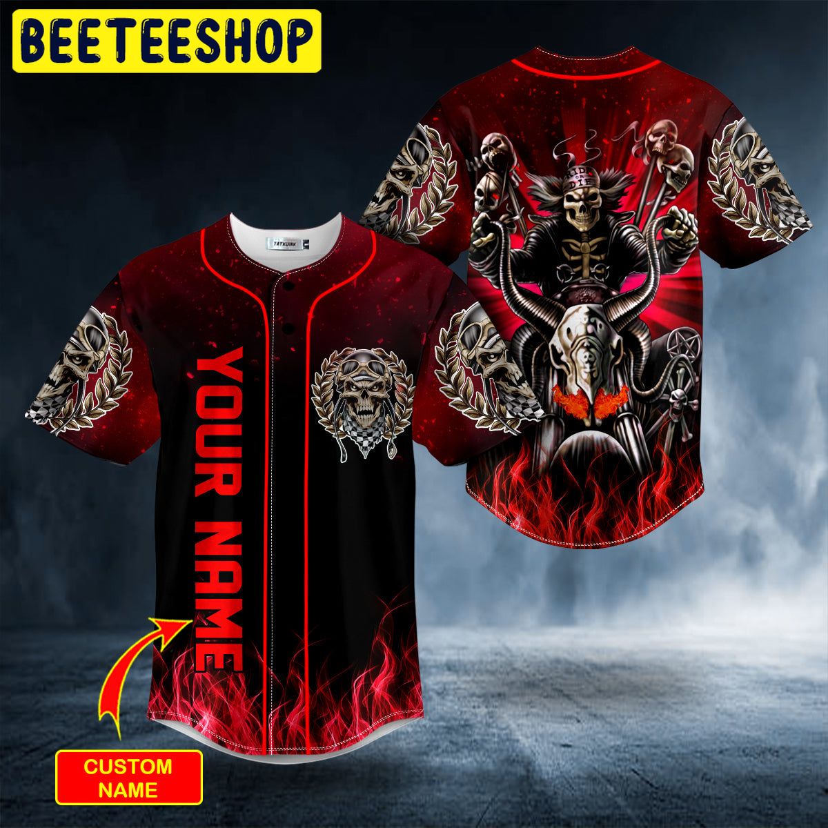 Red The Hunt Ghost Racer Skull Custom Trending Baseball Jersey