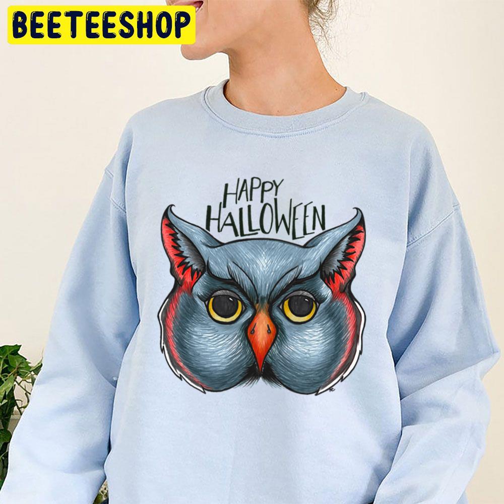 Retro Owl Face Happy Halloween Trending Unisex Sweatshirt