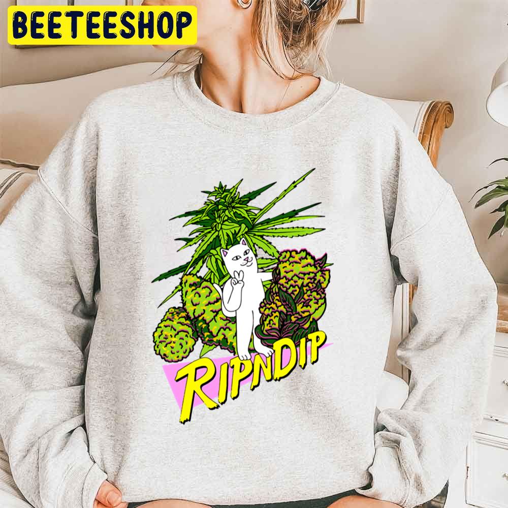 Ripndip Cat And Weed Life Is Never Flat Trending Unisex Sweatshirt