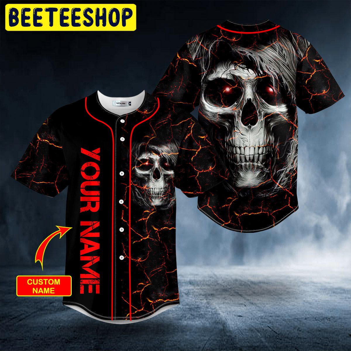 Rock Chang Crack Lava Skull Custom Trending Baseball Jersey