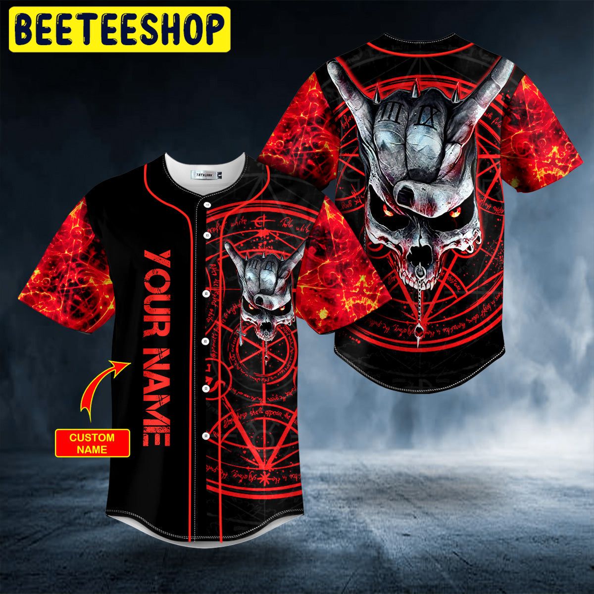 Rock Roll Hand Vegvisir Skull Custom Trending Baseball Jersey