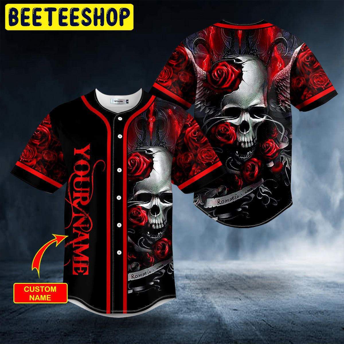 Romantic Love Roses Sugar Skull Custom Trending Baseball Jersey