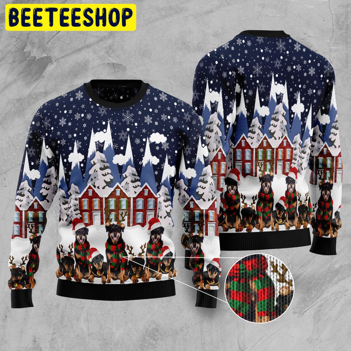 Rottweiler Family Trending Ugly Christmas Sweatshirt
