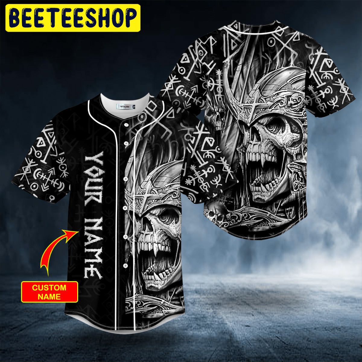 Runes King Skull Ghost Viking Custom Trending Baseball Jersey