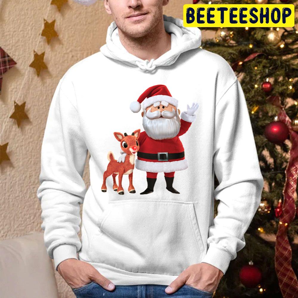 Santa And Reindeer Christmas Trending Unisex Hoodie