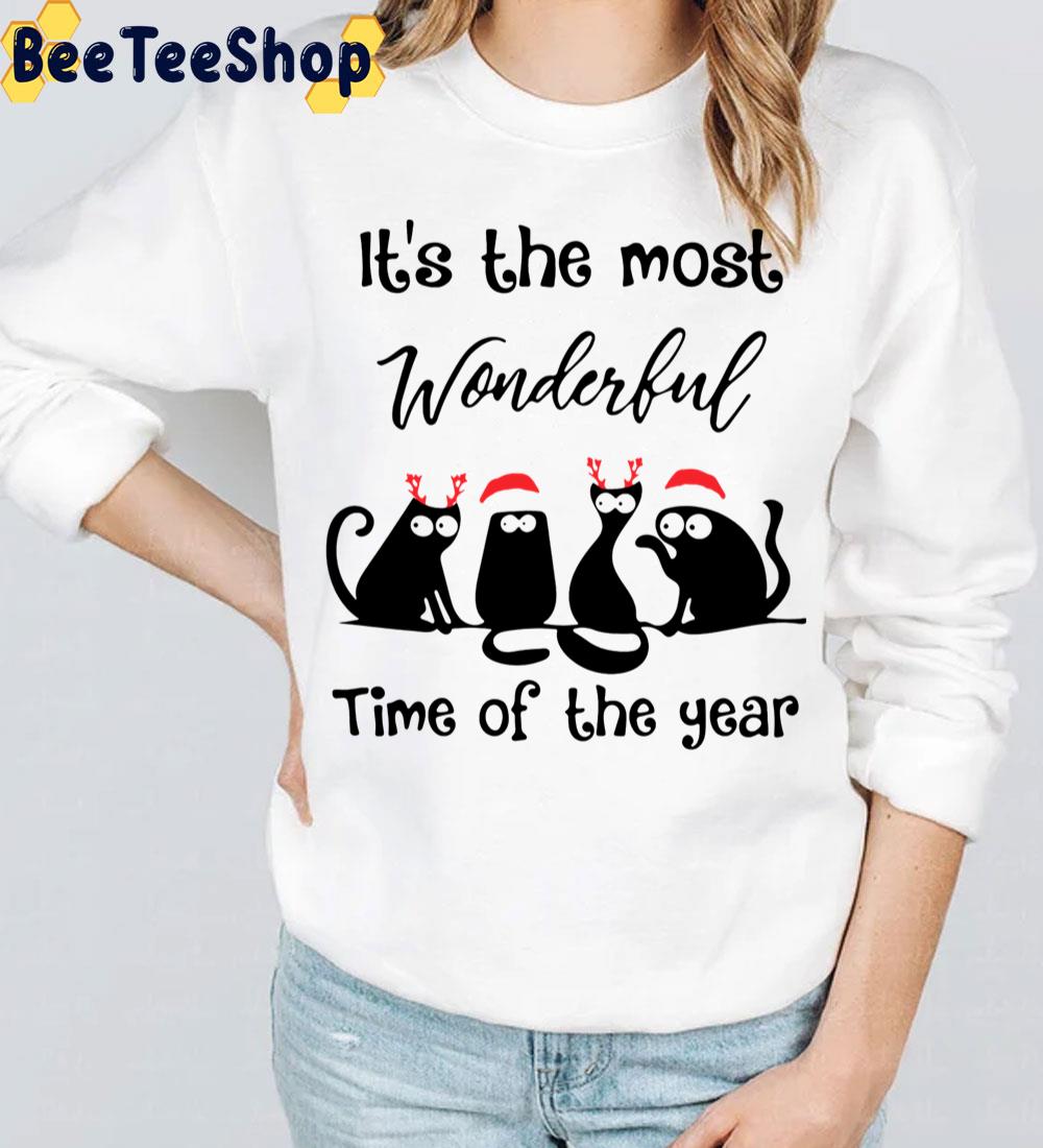 Santa Cat It’s The Most Wonderful Time Of The Year Trending Unisex Sweatshirt