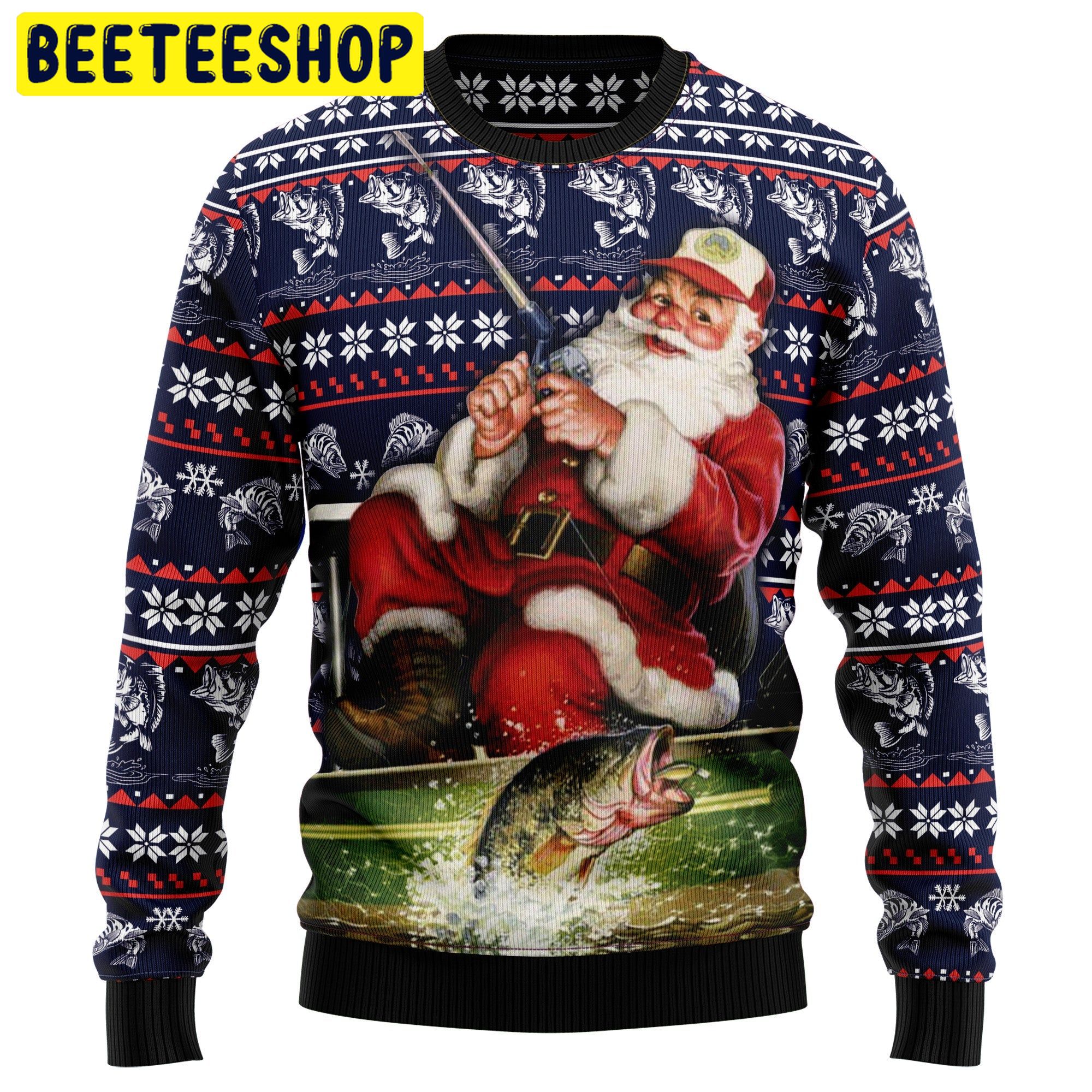 Santa Fishing Trending Ugly Christmas Sweatshirt