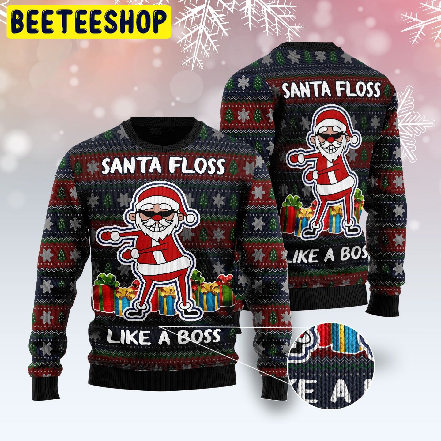 Santa Floss Like A Boss Trending Ugly Christmas Sweatshirt