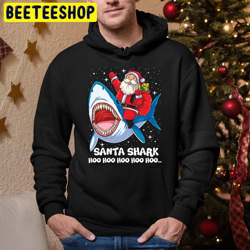 Santa Shark Hoo Hoo Hoo Funny Christmas Trending Unisex Hoodie