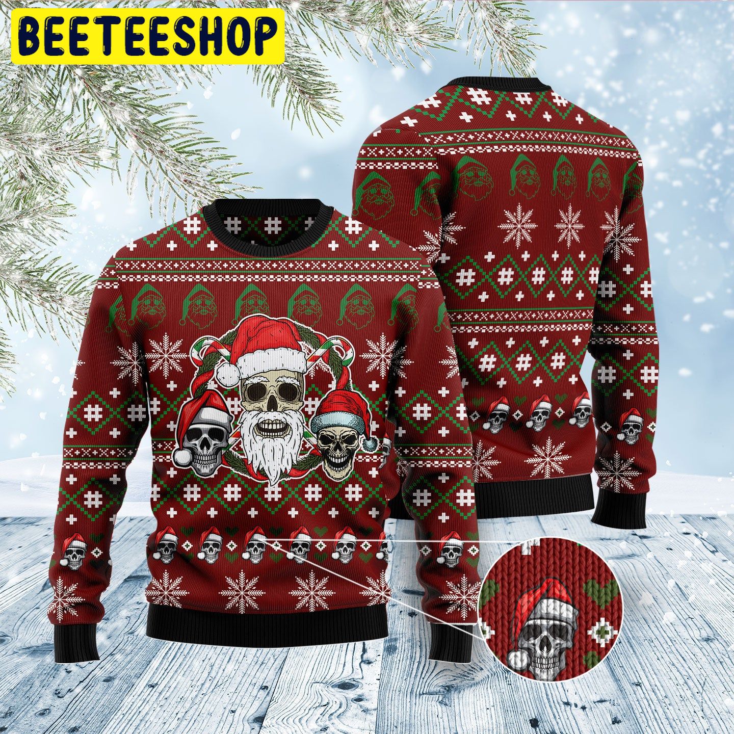 Santa Skull Trending Ugly Christmas Sweatshirt