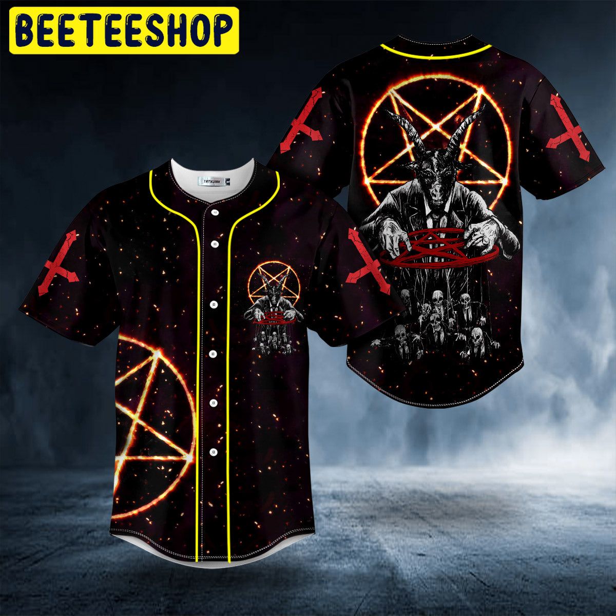 Satanic Symbol Baphomet’s Hunt Skull Trending Baseball Jersey