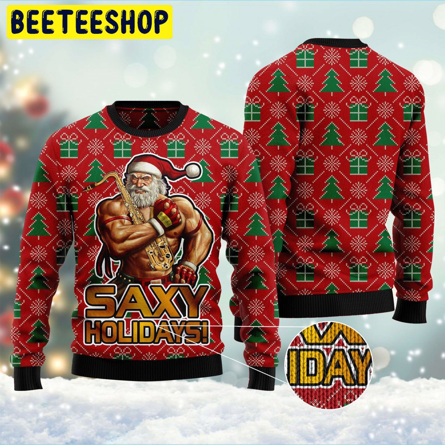 Saxy Holidays Santa Trending Ugly Christmas Sweatshirt