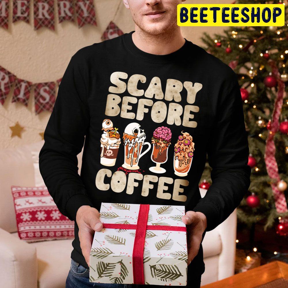 Scary Before Coffee Cups Halloween Eyes Brains Trending Unisex Hoodie