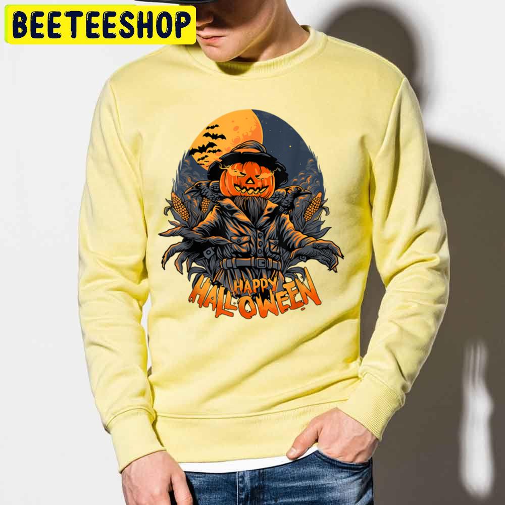 Scary Pumpkin Scarecrow Evil Pumpkin Halloween Scarecrow Trending Unisex Sweatshirt