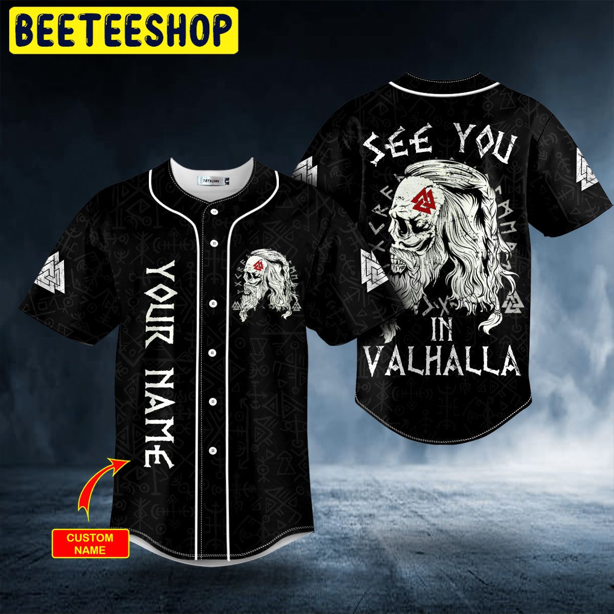 See You In Valhalla Valknut Viking Skull Custom Trending Baseball Jersey
