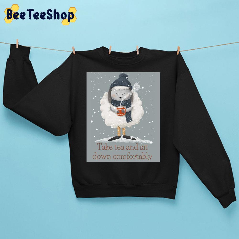 Sheep And Coffee Cup Take Tea And Sit Down Comfortable Trending Unisex Sweatshirt