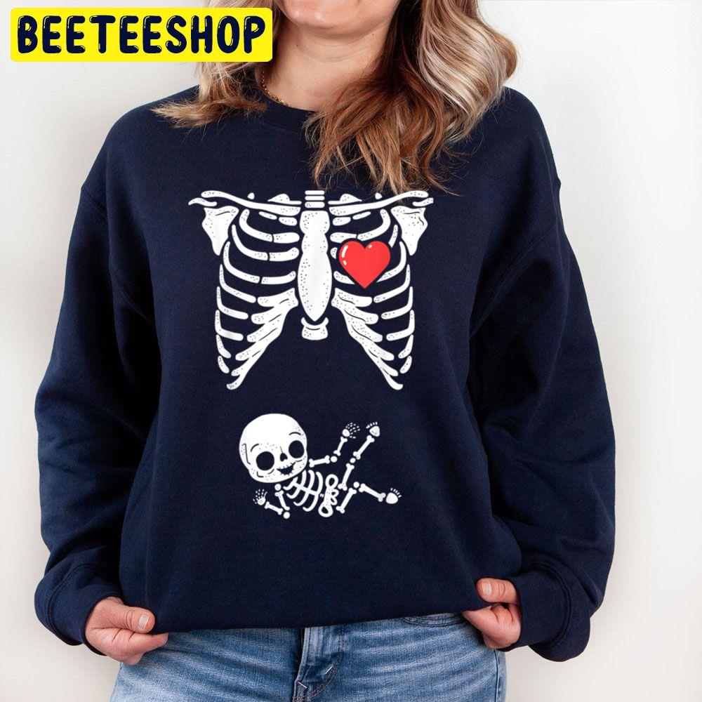 Skeleton Pregnancy Announcement Xray Halloween Trending Unisex Sweatshirt