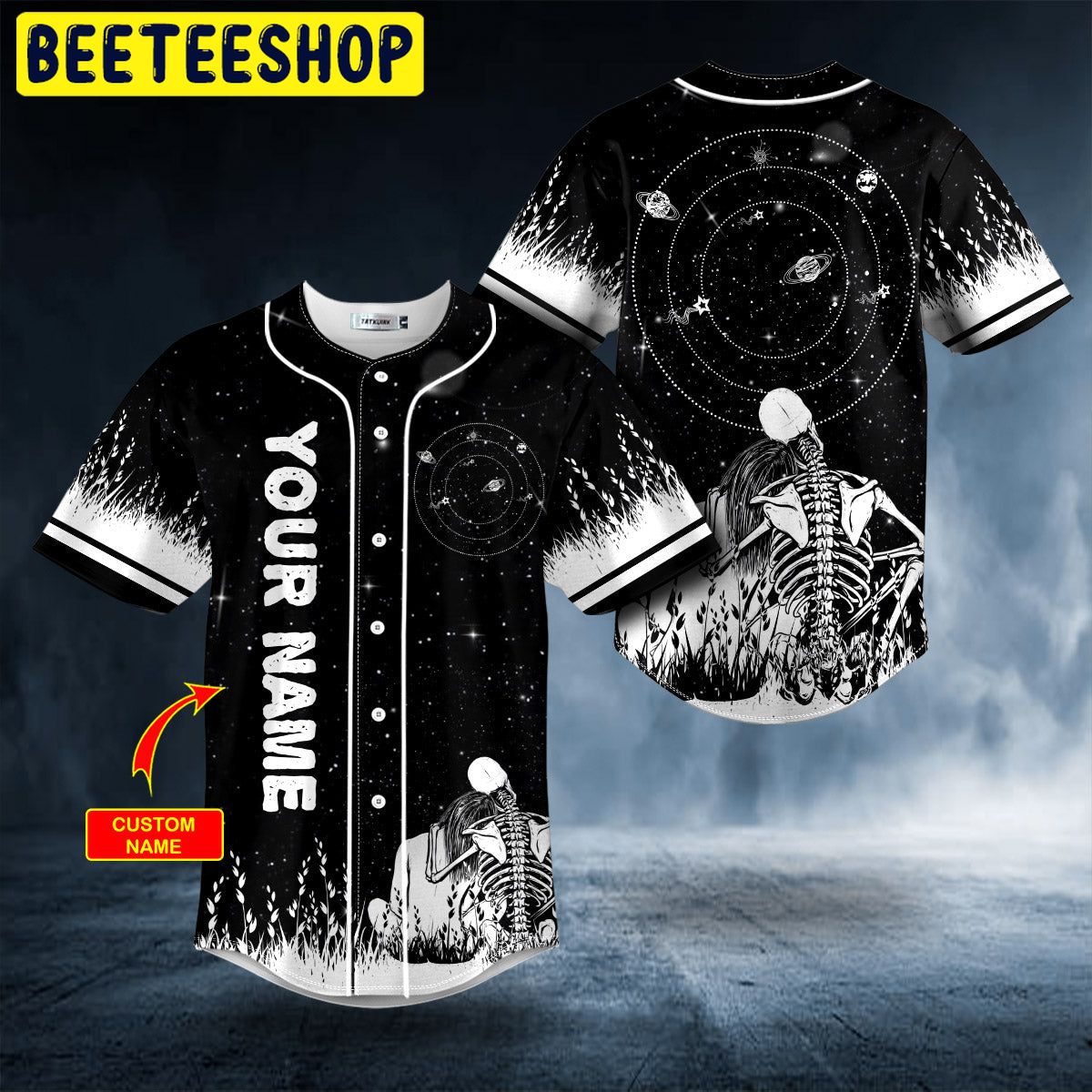 Skull Couple Love Story Skull Custom Trending Baseball Jersey