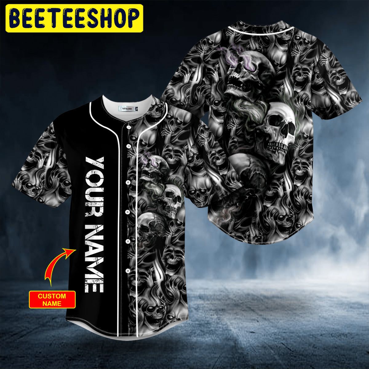 Smokey Liquid Skull Custom Trending Baseball Jersey